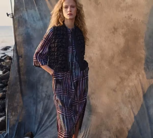 Long multicoloured line-patterned dress — Bitte Kai Rand, Date not documented