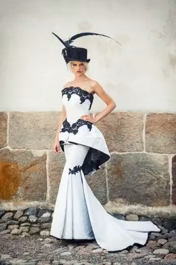 White gown with black trim — Jukka Rintala, Date not documented